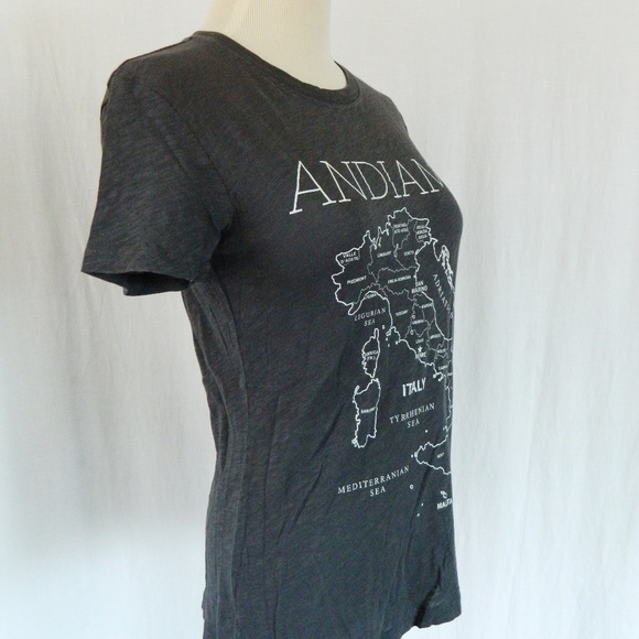 J Crew Italy Map Andiamo Travel Collectors Tee XS - Picture 6 of 8